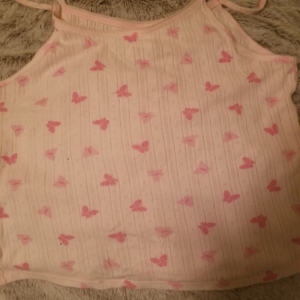 Pink butterfly Hanes top